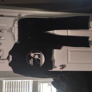 Juicy Couture Velour Black Set with White Palm Logo. Large Top, Small Bottoms.